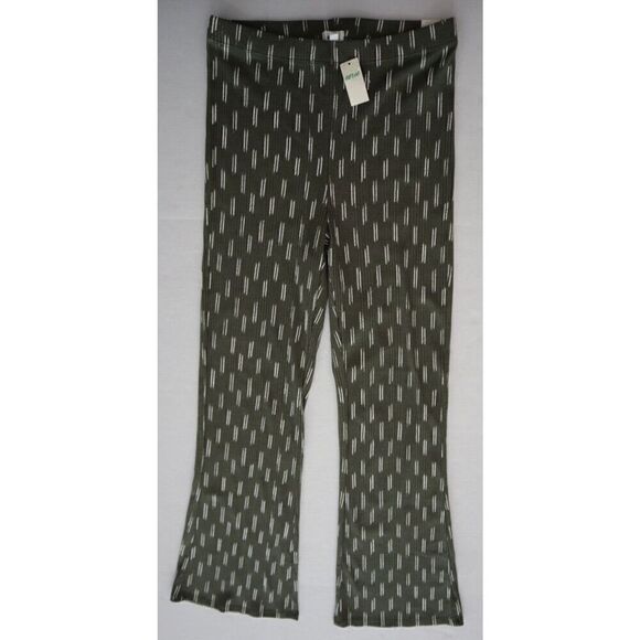 aerie Pants - Aerie 067-0701 Women's Sz S Green Striped High-Waist Ribbed Flare Stretch Pants